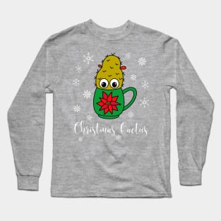 Christmas Cactus - Small Christmas Cactus In Poinsettia Mug Long Sleeve T-Shirt